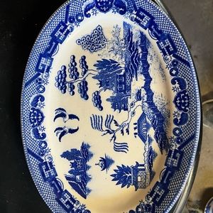 Blue willow platter